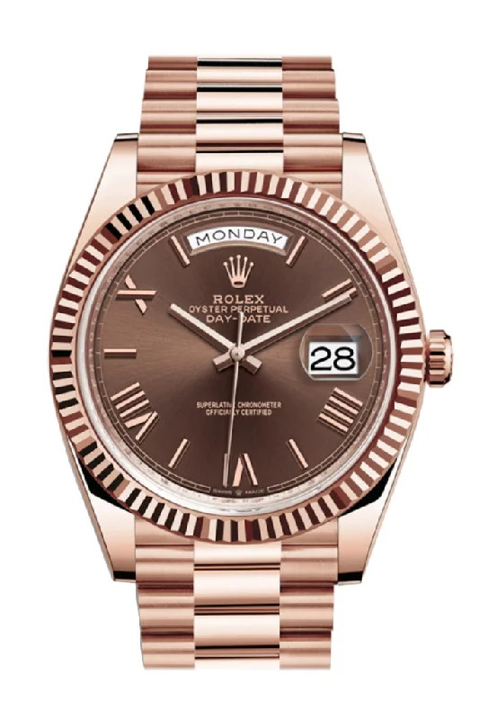 ROLEX Day-date 40 President Chocolate Roman Dial 18k Rose Gold Men's Watch 228235-Rolex Watch for Special Occasions -