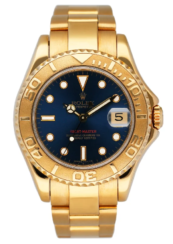 Rolex Yacht Master 68628 Blue Dial 18K Yellow Gold Watch-Rolex Watch with Dual Chronograph -