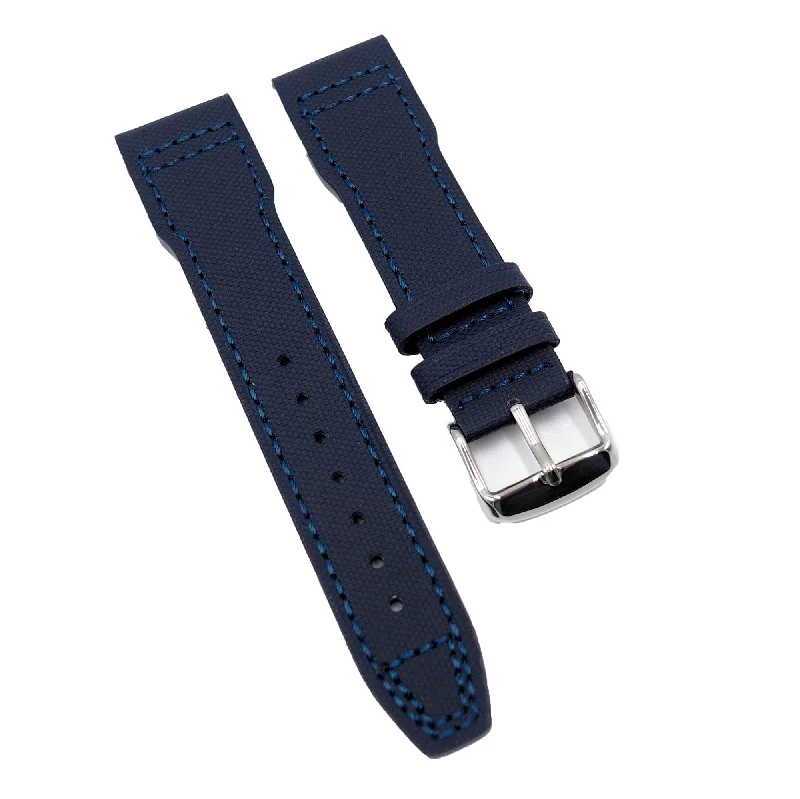 20mm, 21mm Pilot Style Navy Blue Fiber Watch Strap For IWC, Semi Square Tail-IWC Watch for Special Edition Collecting -