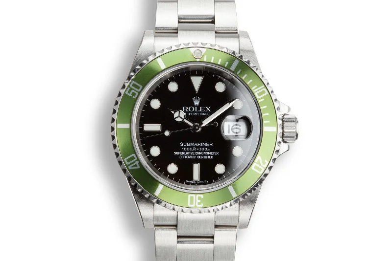 2005 Rolex Green Submariner 16610 with Box and Papers with Lime Green Insert-Rolex Watch for Special Edition Collectors -