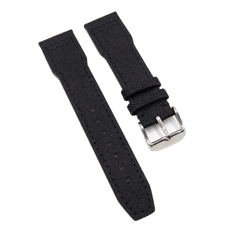 20mm, 21mm Pilot Style Black Nylon Watch Strap For IWC, Semi Square Tail-IWC Watch with Custom Strap -