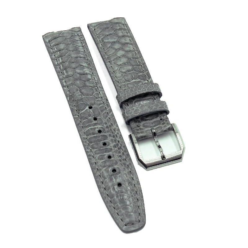 20mm Lava Grey Turkey Leather Watch Strap For IWC, Tang Buckle Style-IWC Watch with Modern Design -