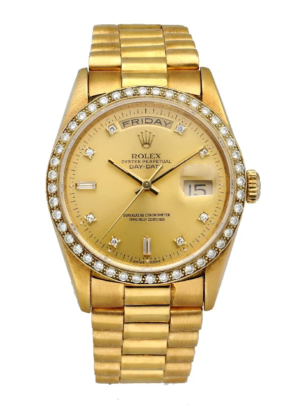 Rolex Day Date 18348 President Diamond Bezel & Dial Men's Watch-Rolex Watch with Diamond Dial -