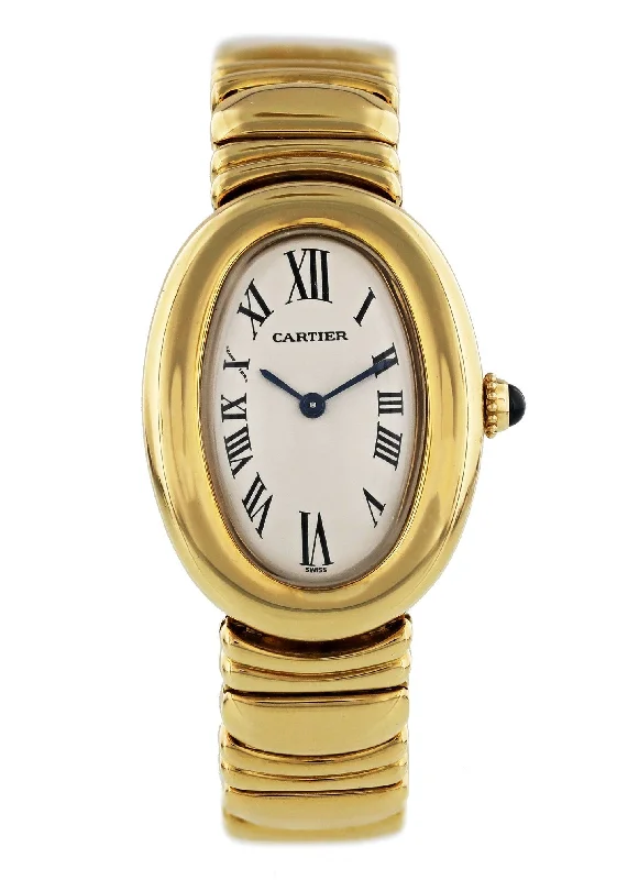 Cartier Baignoire 1950 18K Yellow Gold Ladies Watch-Cartier Watch with White Gold Case -