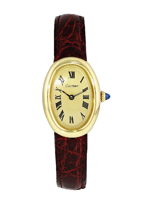 Cartier Baignoire 7743 Yellow Gold Watch-Cartier Watch with Green Dial -