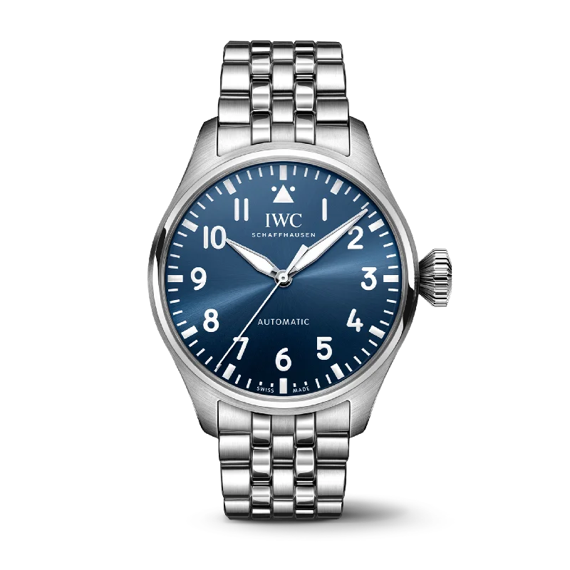 IWC Shaffhausen Big Pilot's Watch 43mm w/ Blue Dial-IWC Watch with Alligator Leather Strap -