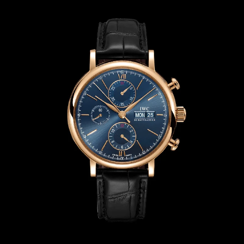 IWC Portofino Chronograph Watch, 42mm Blue Dial, IW391035-IWC Watch with Full Set of Accessories -