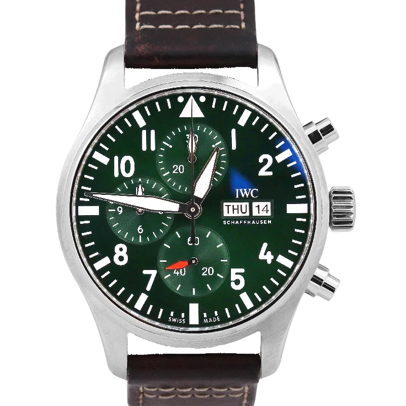 MINT PAPERS IWC Pilot GREEN 43mm Stainless Leather Chronograph IW378005 BOX-IWC Watch with High-Performance Design -