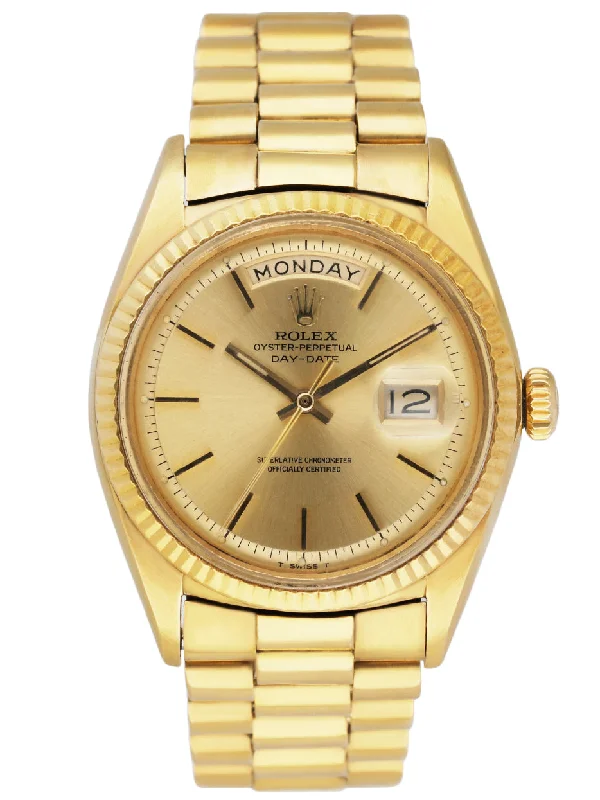 Rolex Day Date 1803 18K Yellow Gold Mens Watch-Rolex Watch with Rubber and Steel Strap -