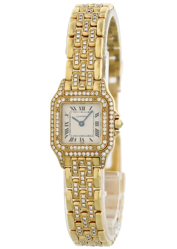 Cartier Panthere 128000 M 18k Yellow Gold Ladies Diamond Watch-Cartier Watch with Timekeeping Precision -