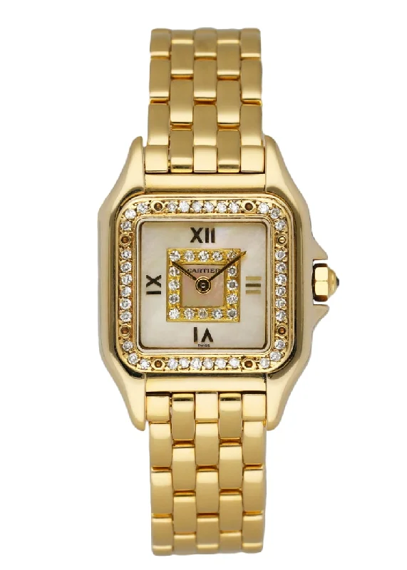 Cartier Panthere Mother of Pearl 18k Yellow Gold & Diamonds Ladies watch.-Cartier Watch with Lightweight Steel Case -