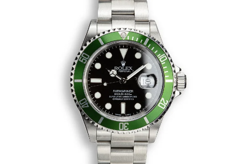 2003 Rolex Anniversary Green Submariner 16610LV with Box and Papers and Mark 1 Dial-Rolex Watch for Luxury Gifting -