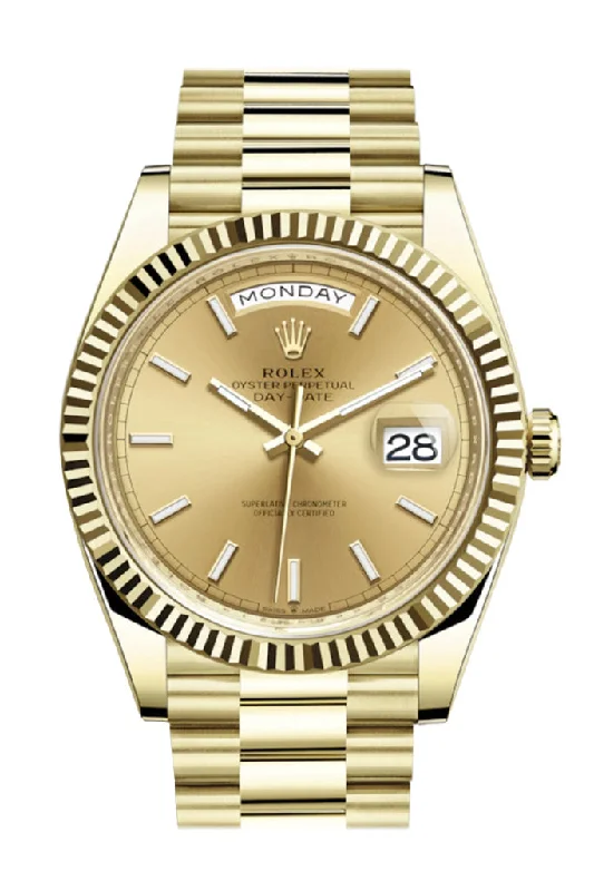 Rolex Day-Date 40 Champagne Dial 18K Yellow Gold President Automatic Men's Watch 228238-Rolex Submariner Watch -