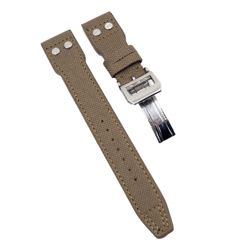 22mm Pilot Style Peanut Brown Nylon Watch Strap For IWC, Rivet Lug, Semi Square Tail-IWC Watch with Modern Technology -