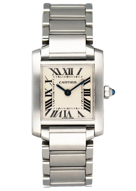 Cartier Tank Francaise 2403 18K White Gold Ladies Watch-Cartier Watch with Swiss Automatic Movement -