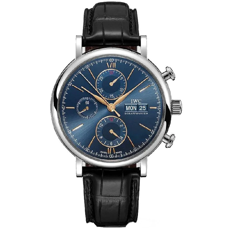 IWC Portofino Chronograph 42mm IW391036  Blue Dial-IWC Watch with Steel Bracelet -