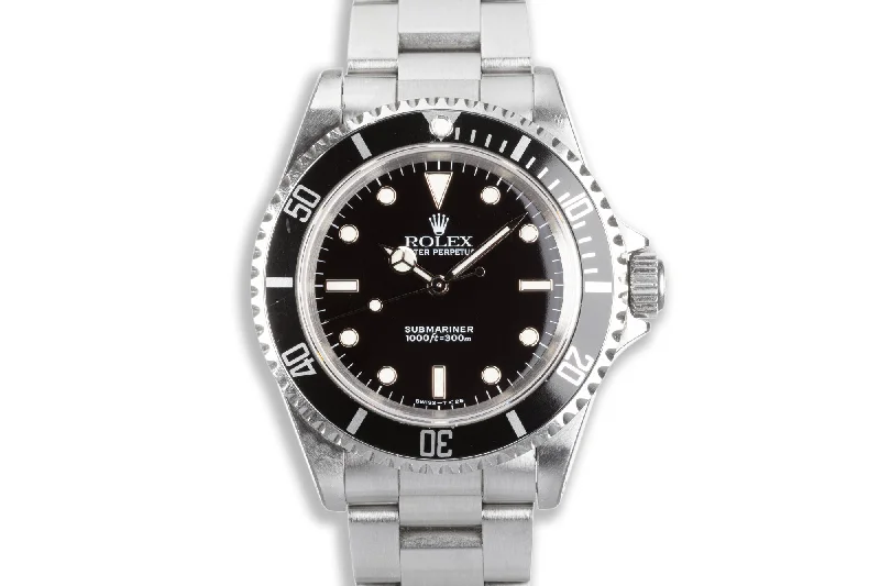 1991 Unpolished Rolex Submariner 14060 2 line Box & Papers-Rolex Watches for Sale -