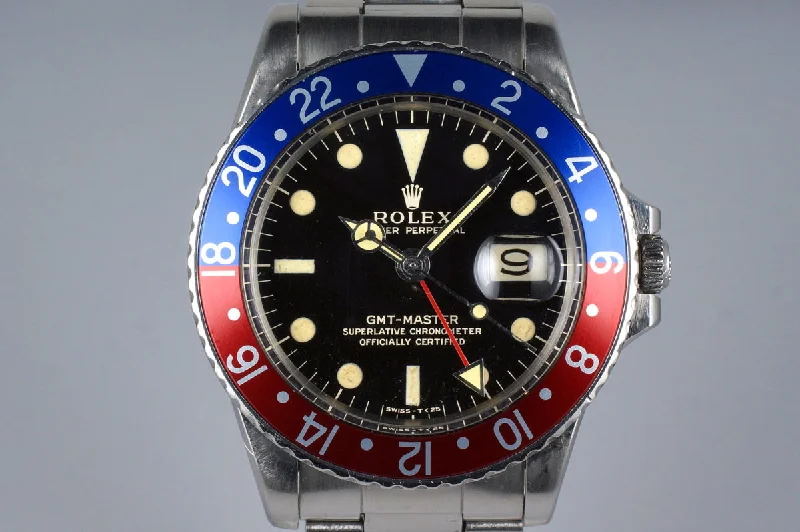 1966 Rolex GMT 1675 Glossy Gilt Dial-Rolex Watch with Gold and Steel Case -