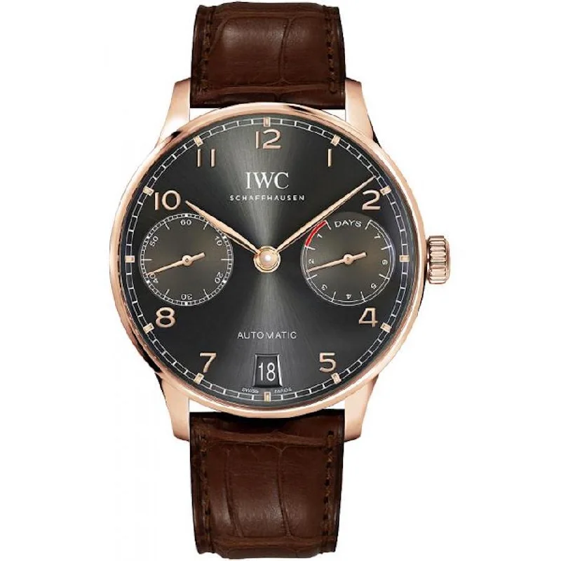 IWC Portugieser 42mm IW500702 Slate Grey Dial-IWC Watch with Transparent Caseback -